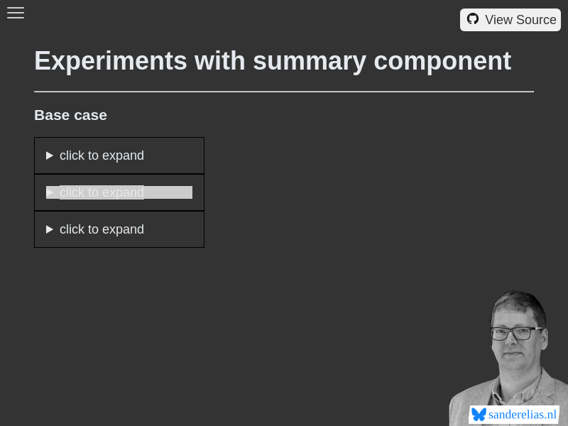 Experiments with summary component